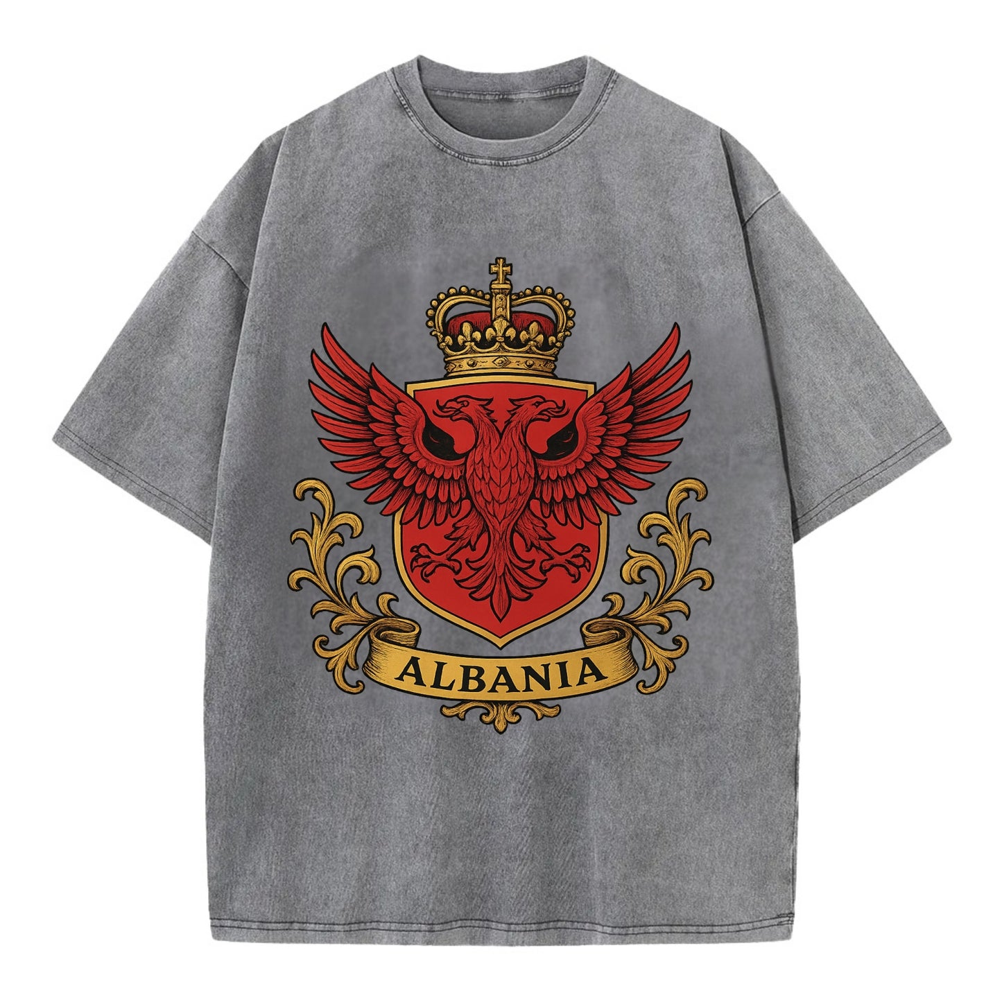 Albania Heritage Badge  - Vintage T-shirt - Grey