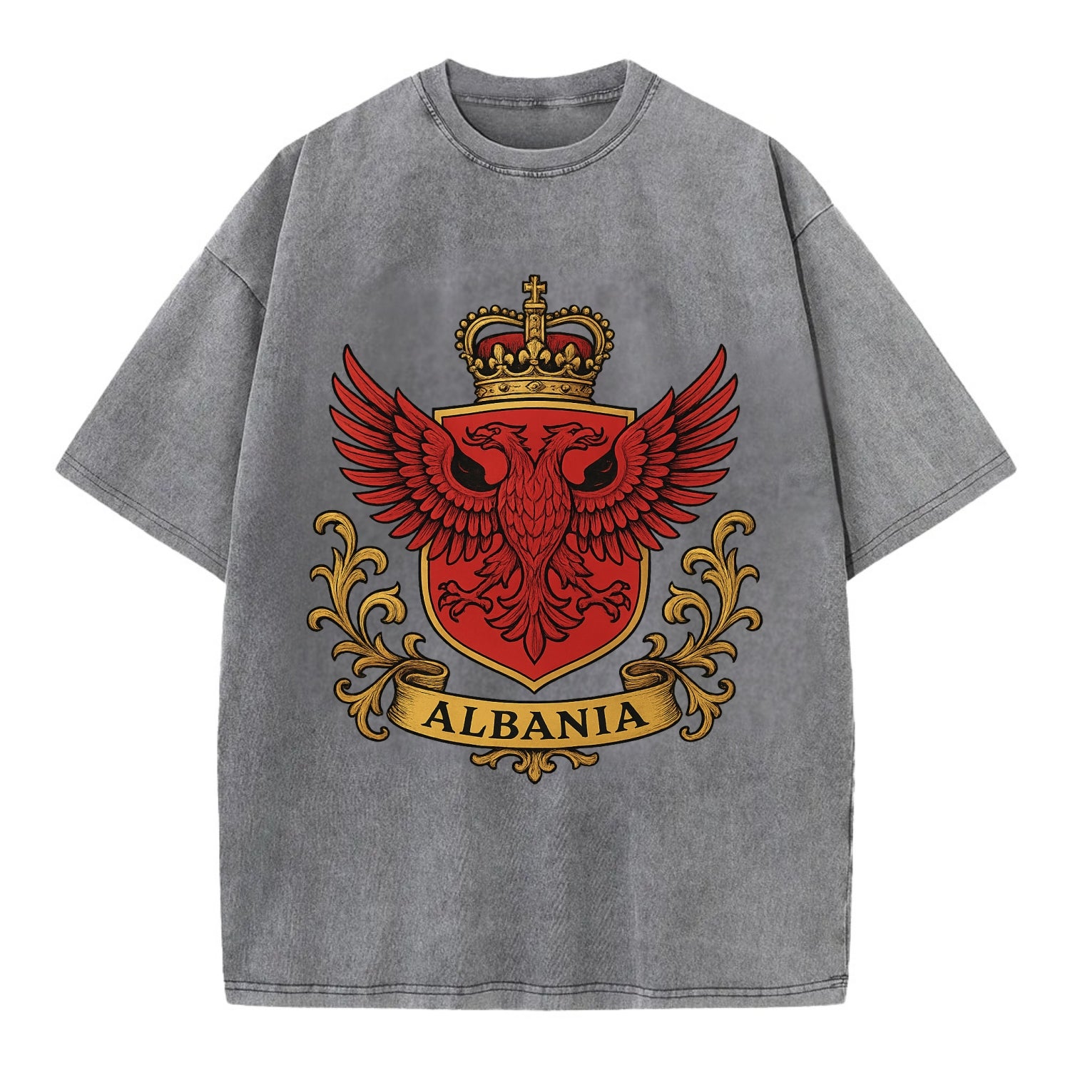 Albania Heritage Badge  - Vintage T-shirt - Grey
