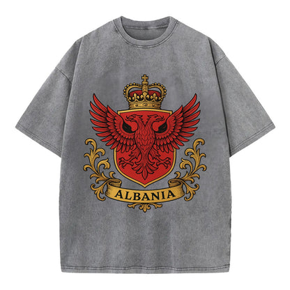 Albania Heritage Badge  - Vintage T-shirt - Grey