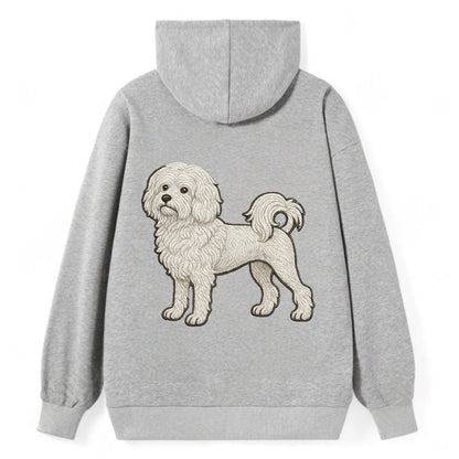 Löwchen - Little Lion Dog white embroidered pose - Classic Pullover Hoodie - Grey