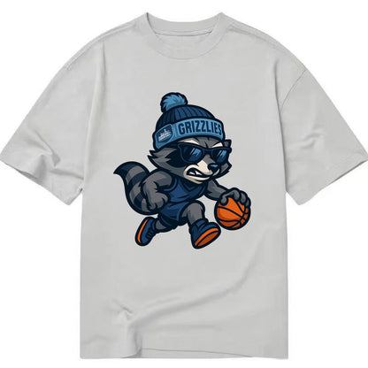 Memphis Raccoon wearing Grizzlies beanie with riverboat patch and wayfarer - Classic T-shirt - Grey