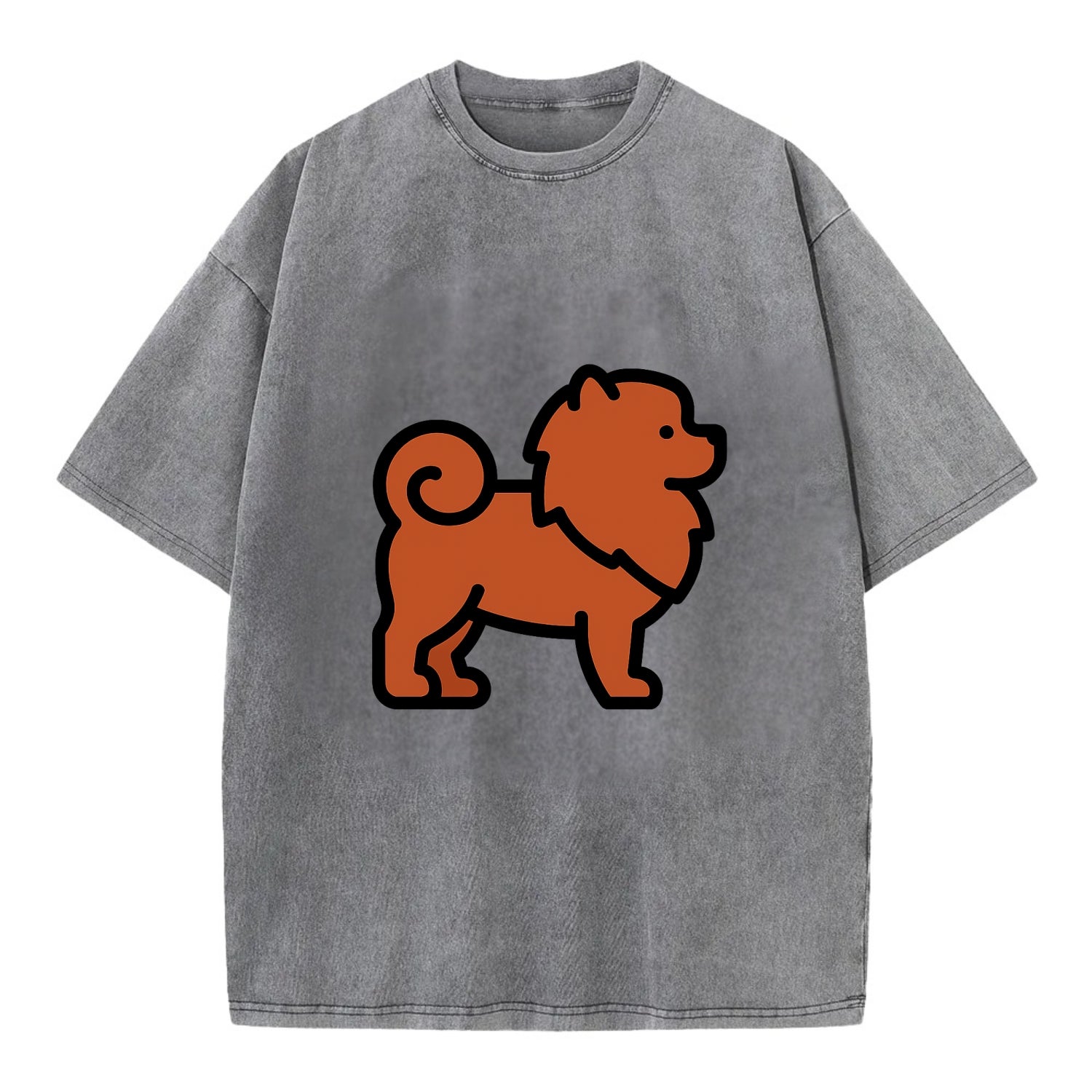 Chow Chow - Red fluffy flat side profile - Vintage T-shirt - Grey