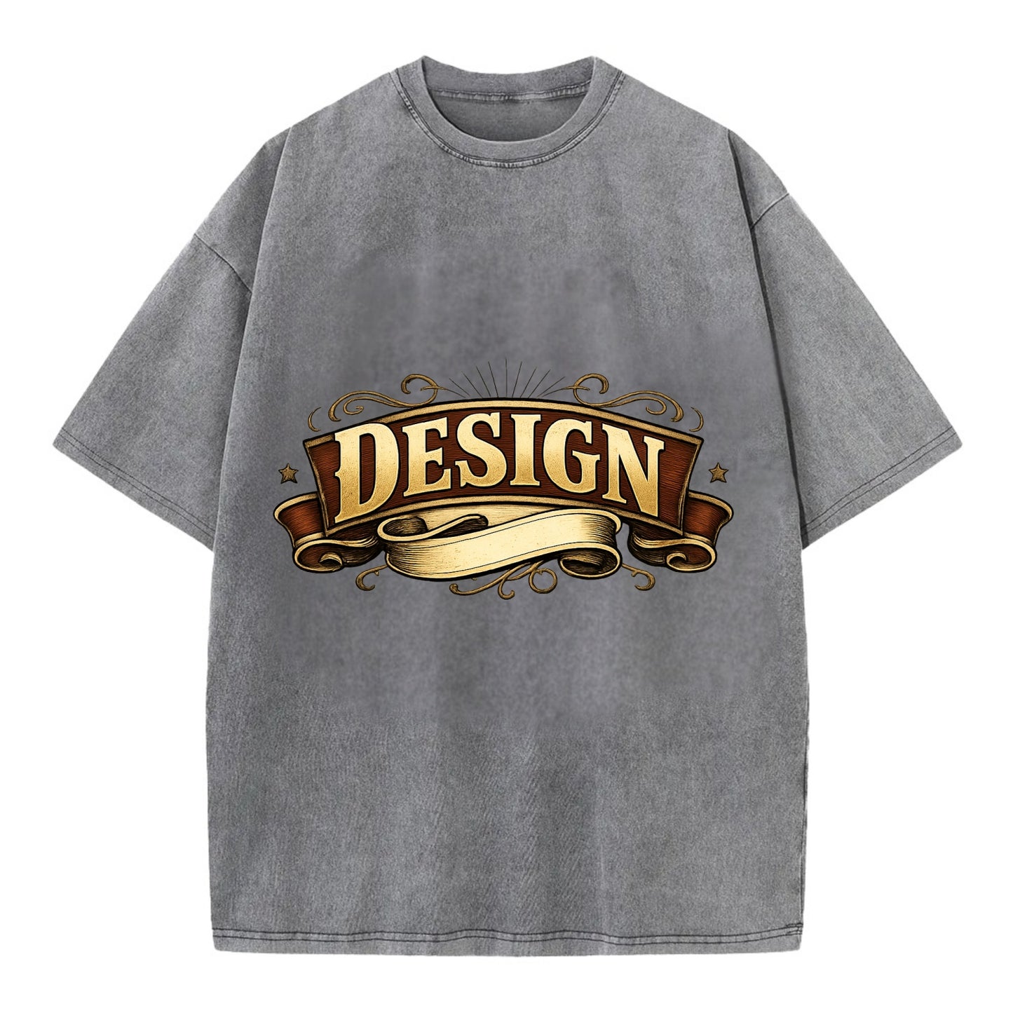 Bold typography design - "DESIGN" - intentional creation, aesthetic planning - Vintage T-shirt - Grey