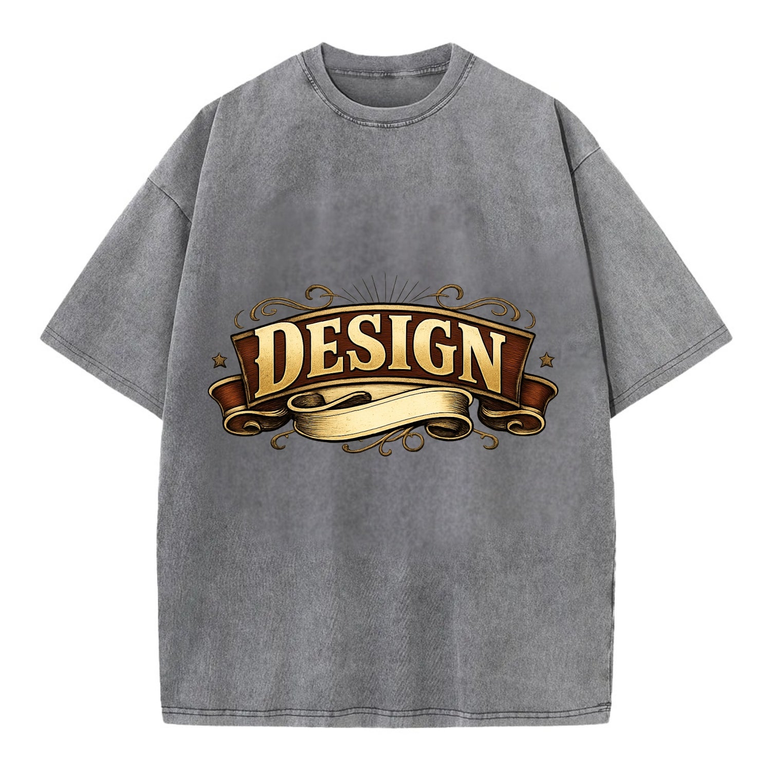 Bold typography design - "DESIGN" - intentional creation, aesthetic planning - Vintage T-shirt - Grey