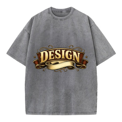 Bold typography design - "DESIGN" - intentional creation, aesthetic planning - Vintage T-shirt - Grey