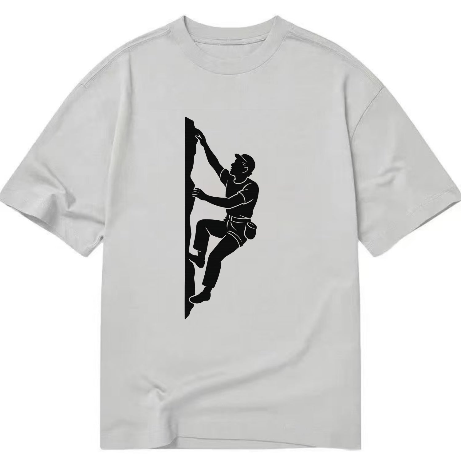 Rock climber reaching for the next hold - Classic T-shirt - Grey