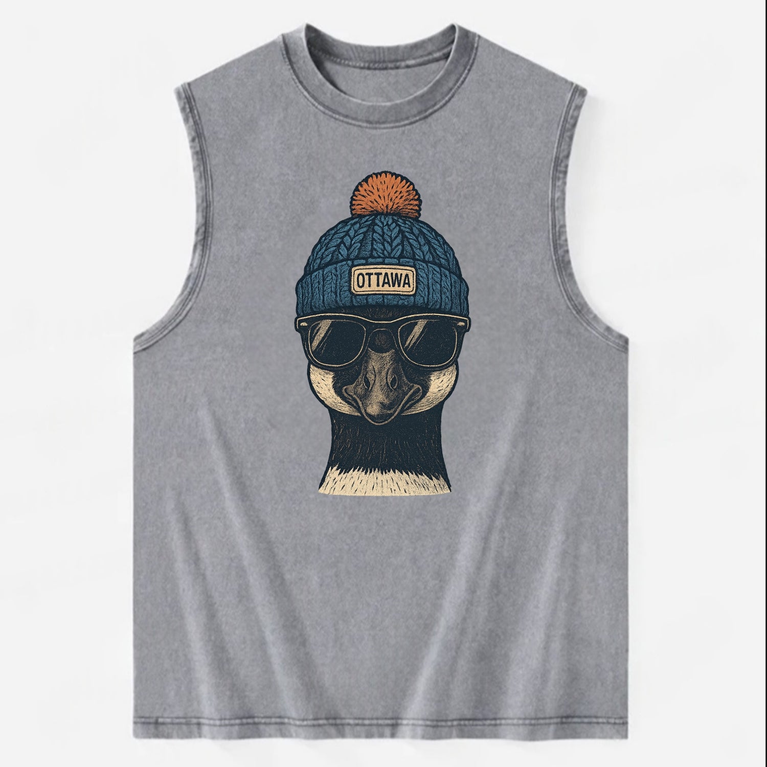 Ottawa Canadian Goose wearing Ottawa bea - Vintage Washed Tank - Grey