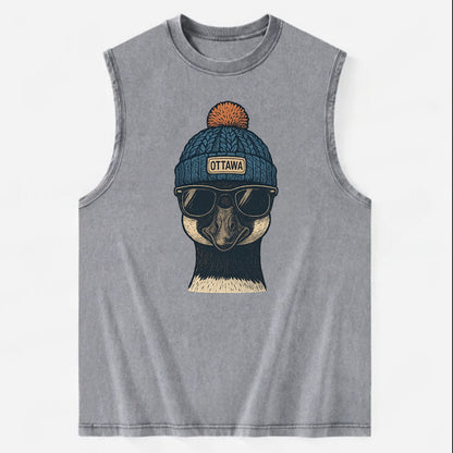 Ottawa Canadian Goose wearing Ottawa bea - Vintage Washed Tank - Grey
