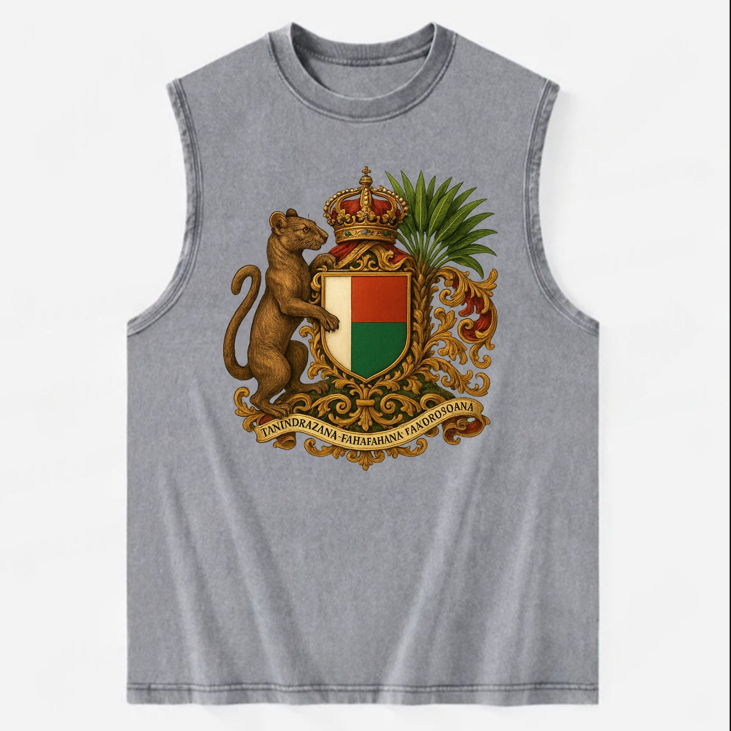 Madagascar Fossa Hunter  - Vintage Washed Tank - Grey