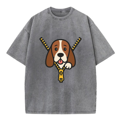 Basset Hound - Vintage T-shirt - Grey