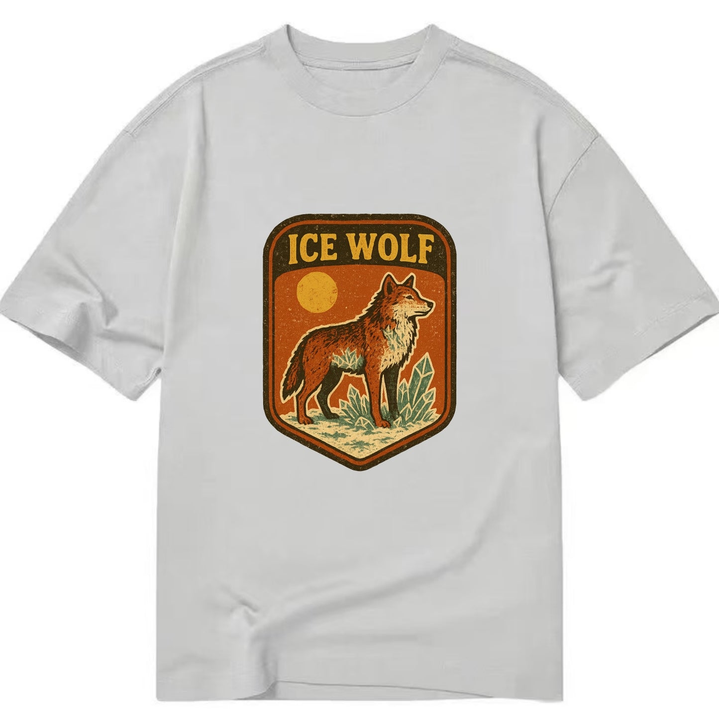 Ice Wolf Crystal  - Classic T-shirt - Grey