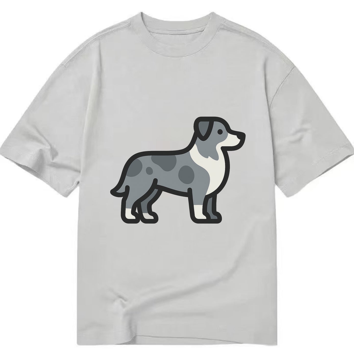 Australian Shepherd - Blue merle flat side profile - Classic T-shirt - Grey