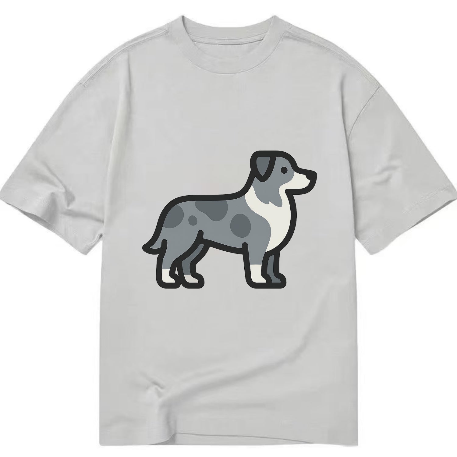 Australian Shepherd - Blue merle flat side profile - Classic T-shirt - Grey