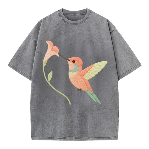 Coral Hummingbird - Vintage T-shirt