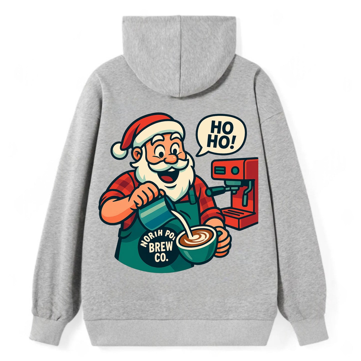 Santa Barista - Classic Pullover Hoodie - Grey
