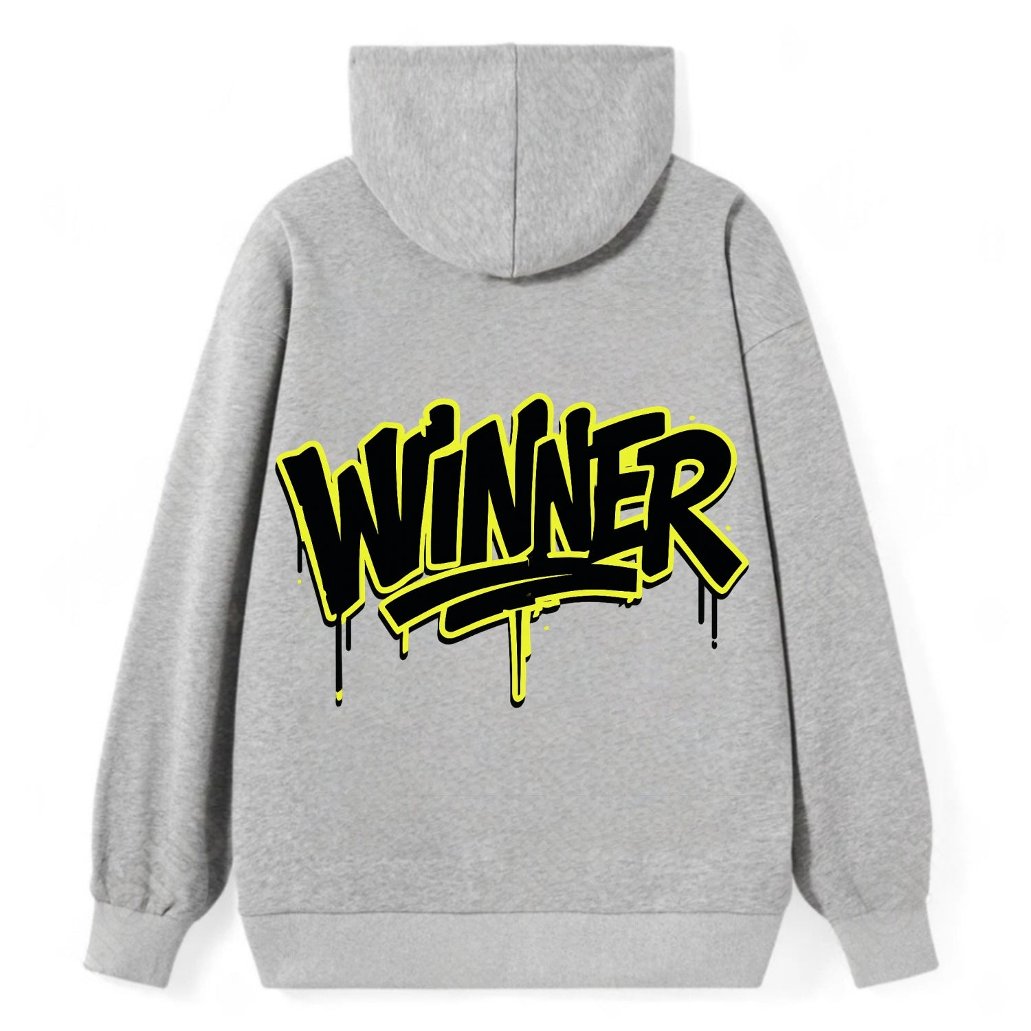 Bold typography design - "WINNER" - victorious mindset, champion - Classic Pullover Hoodie - Grey