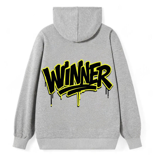 Bold typography design - "WINNER" - victorious mindset, champion - Classic Pullover Hoodie - Grey