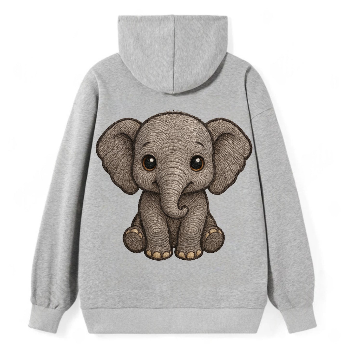 Baby Elephant - gray wrinkly, tiny trunk, large floppy ears, kind dark - Classic Pullover Hoodie - Grey