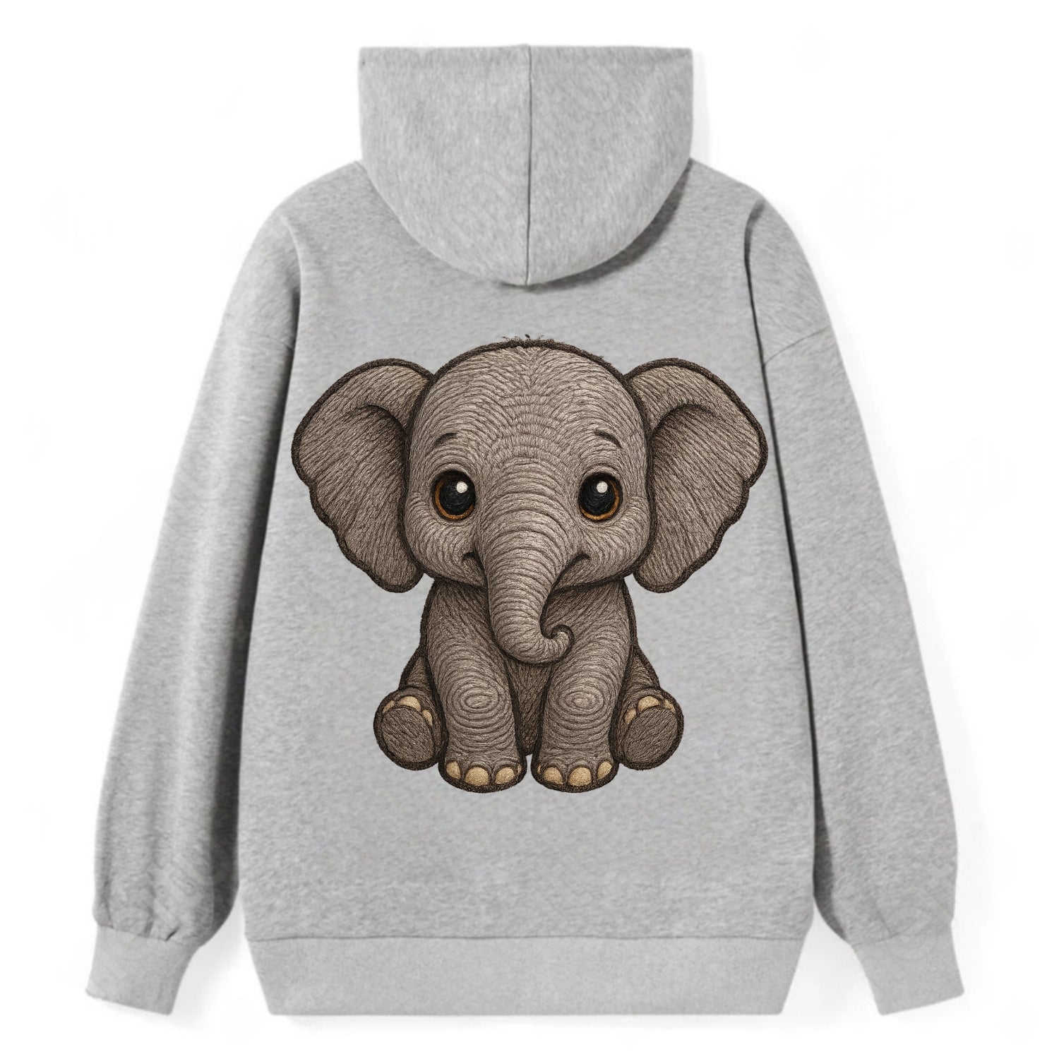 Baby Elephant - gray wrinkly, tiny trunk, large floppy ears, kind dark - Classic Pullover Hoodie - Grey