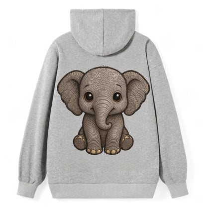 Baby Elephant - gray wrinkly, tiny trunk, large floppy ears, kind dark - Classic Pullover Hoodie - Grey