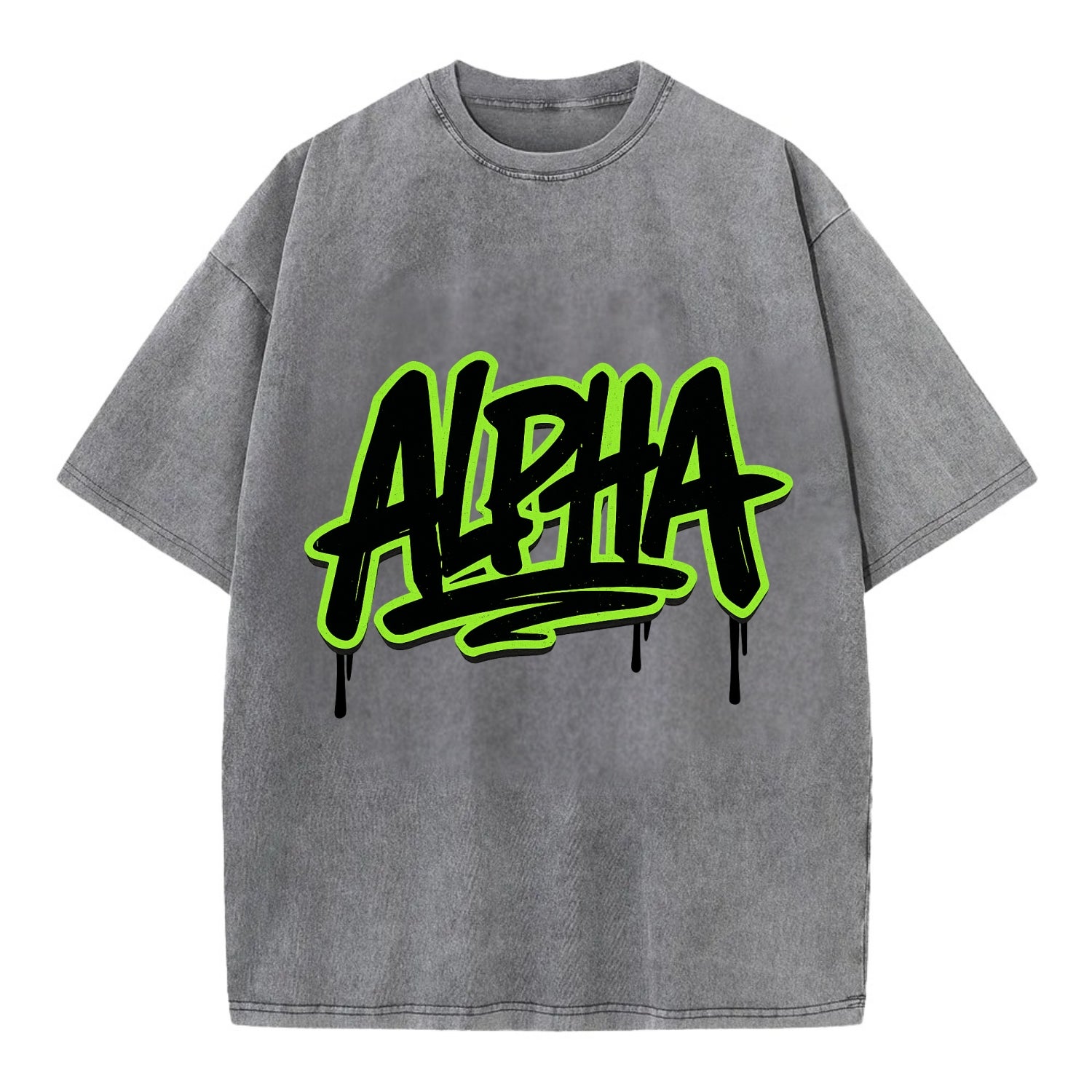 Bold typography design - "ALPHA" - leader of the pack - Vintage T-shirt - Grey