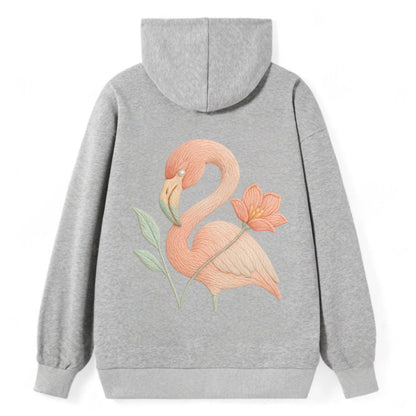 Peach Flamingo - Classic Pullover Hoodie - Grey