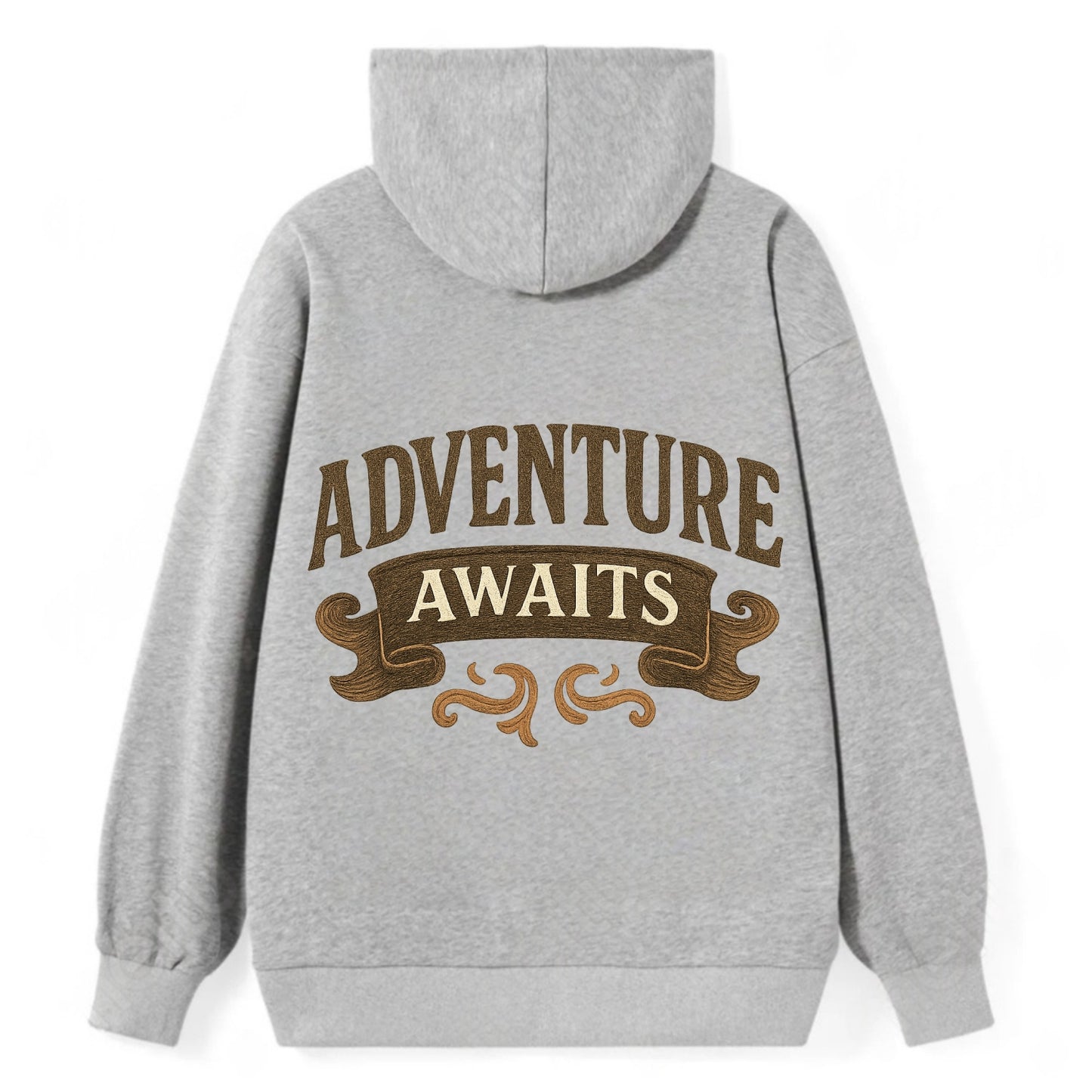Bold typography design - "ADVENTURE AWAITS" - excitement ahead, ready for - Classic Pullover Hoodie - Grey