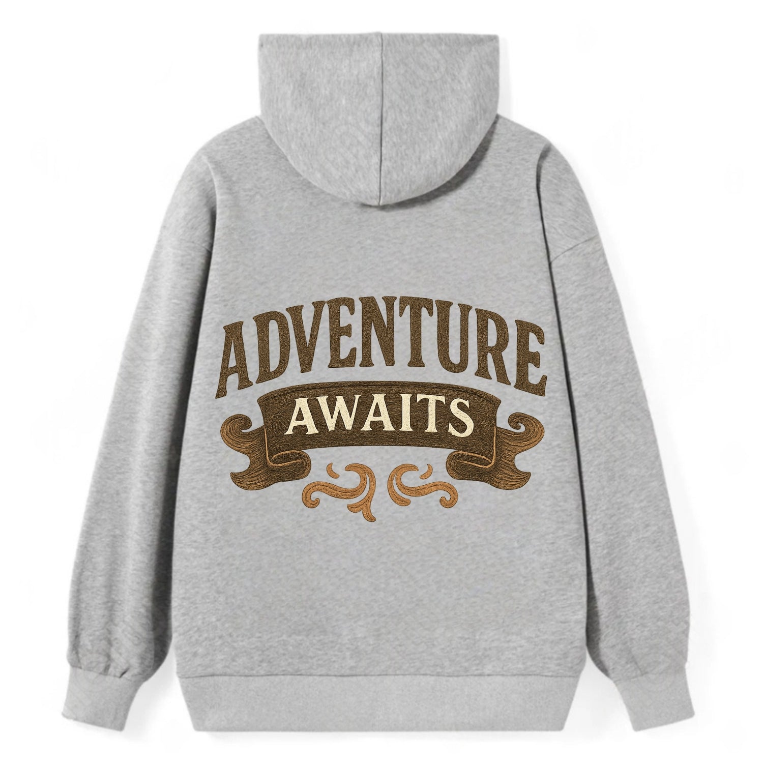 Bold typography design - "ADVENTURE AWAITS" - excitement ahead, ready for - Classic Pullover Hoodie - Grey