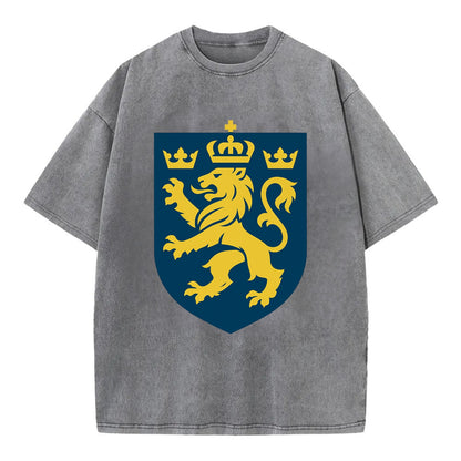 Sweden Three Crowns Emblem  - Vintage T-shirt - Grey