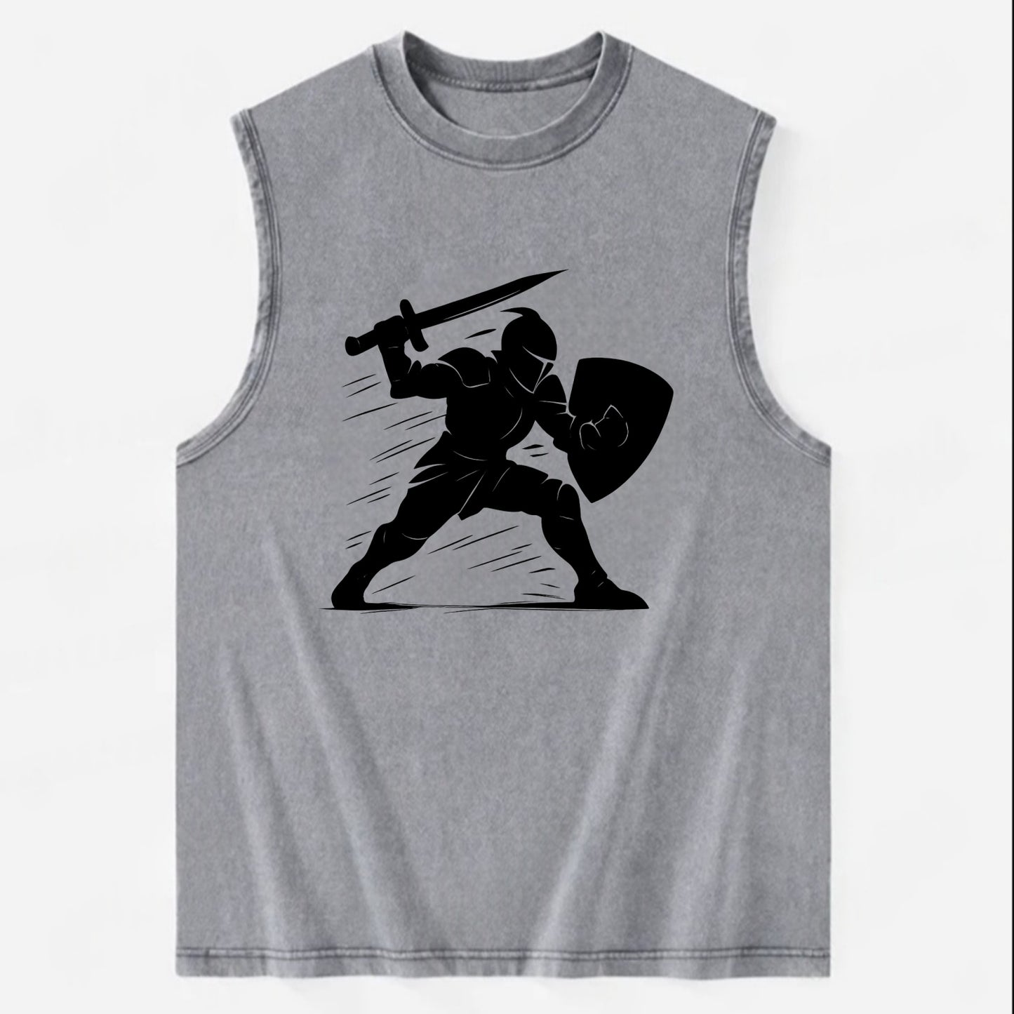Knight with sword and shield - Vintage Washed Tank - Grey