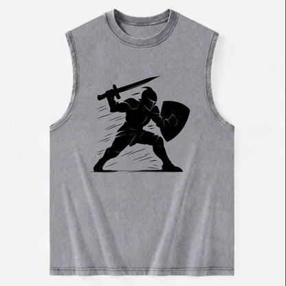 Knight with sword and shield - Vintage Washed Tank - Grey