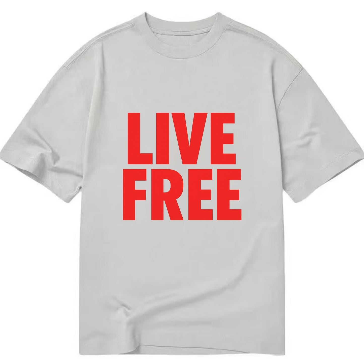 Bold typography design - "LIVE FREE" - unrestricted living - Classic T-shirt - Grey