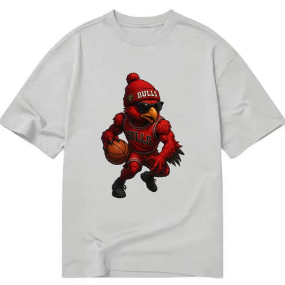 Windy City Hawk wearing Bulls beanie with six rings patch and wayfarer sunglasses - Classic T-shirt - Grey