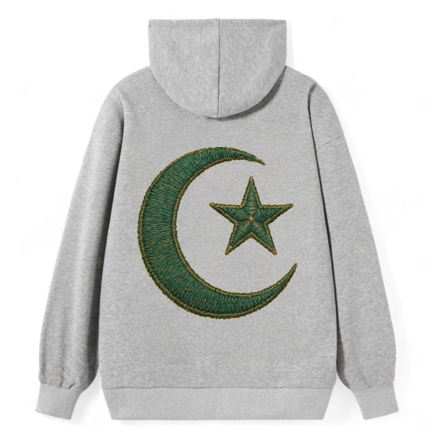 Crescent Moon and Star - Classic Pullover Hoodie - Grey