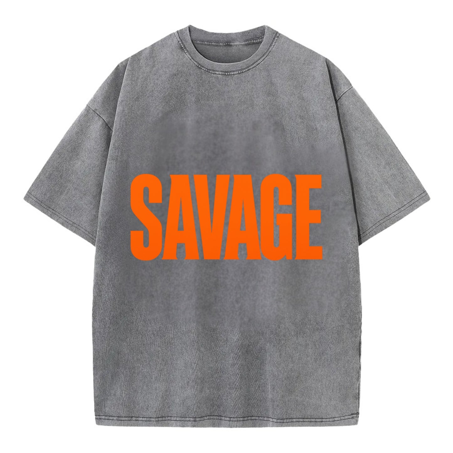 Bold typography design - "SAVAGE" - fierce attitude, taking no prisoners - Vintage T-shirt - Grey
