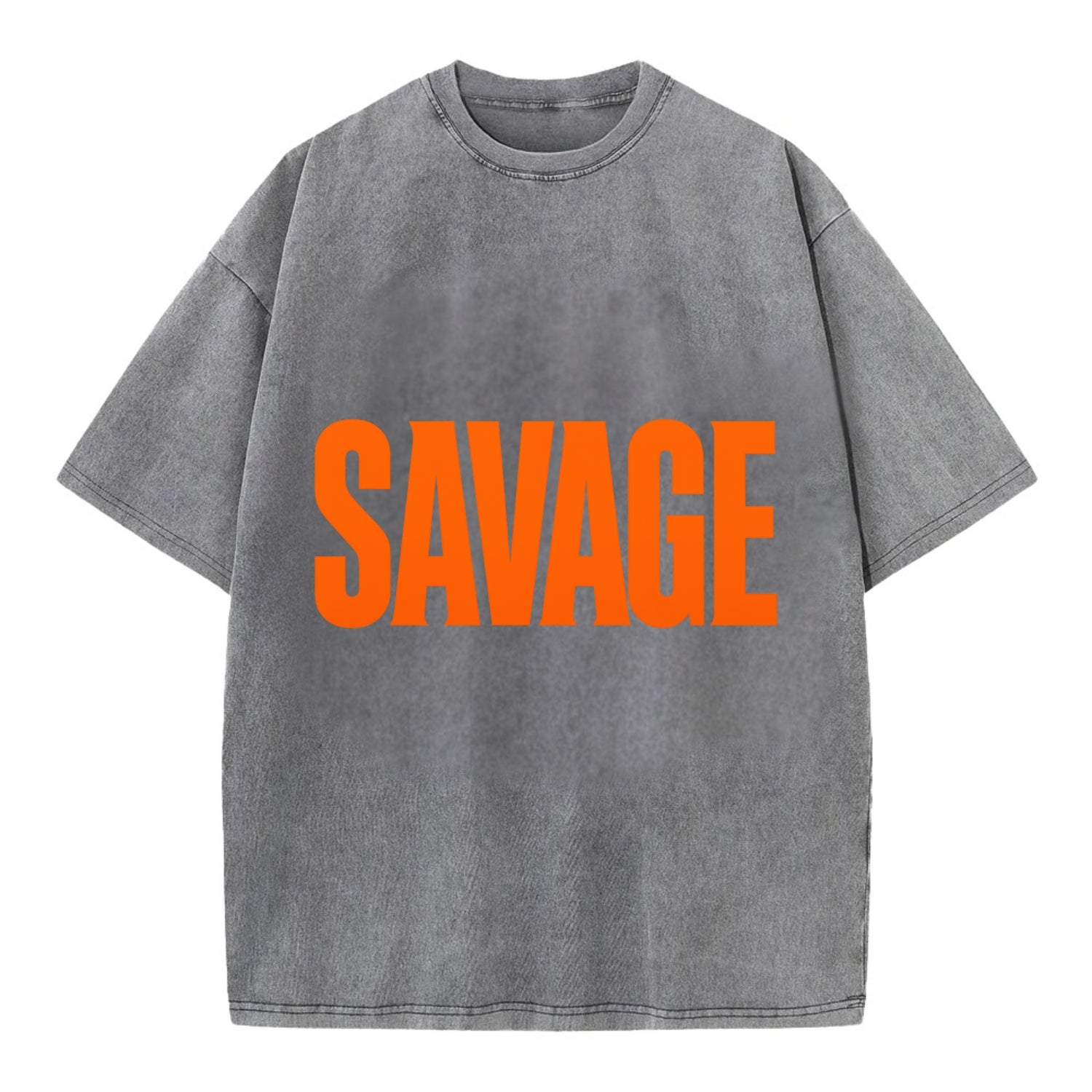 Bold typography design - "SAVAGE" - fierce attitude, taking no prisoners - Vintage T-shirt - Grey