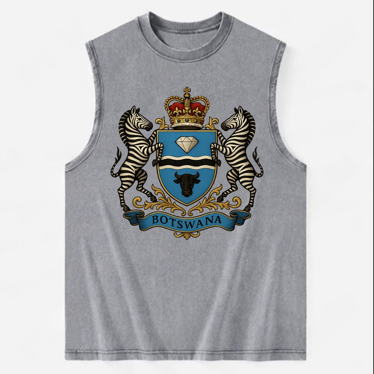 Botswana Heritage Badge  - Vintage Washed Tank - Grey