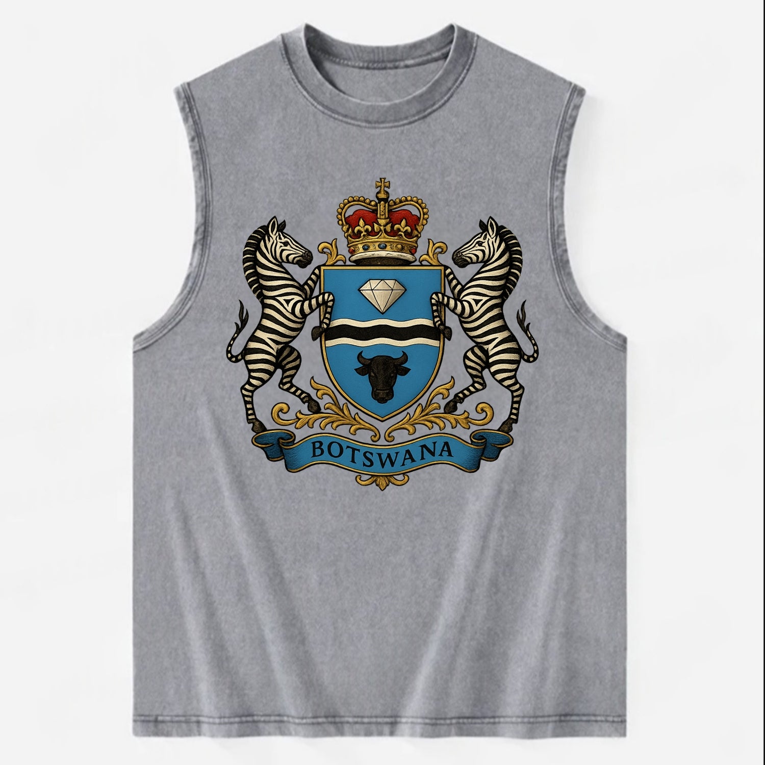 Botswana Heritage Badge  - Vintage Washed Tank - Grey