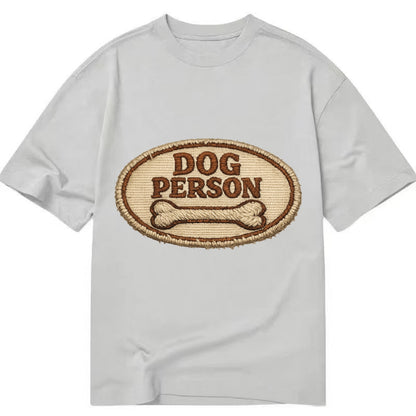 DOG PERSON - simple text with bone in brown , team dog - Classic T-shirt - Grey