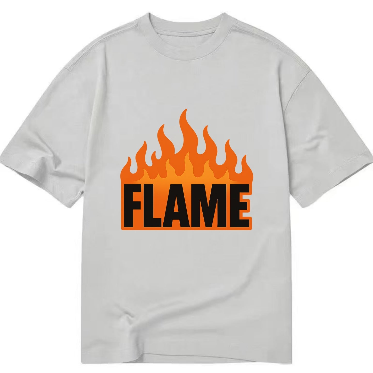 Bold typography design - "FLAME" - burning bright, passionate - Classic T-shirt - Grey