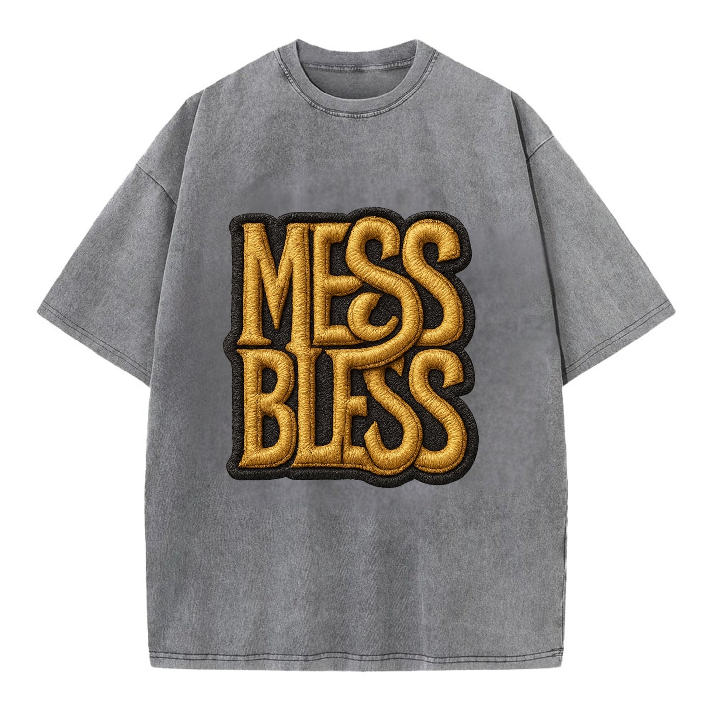 MESS;BLESS UP Gold Metallic Visor - Vintage T-shirt - Grey