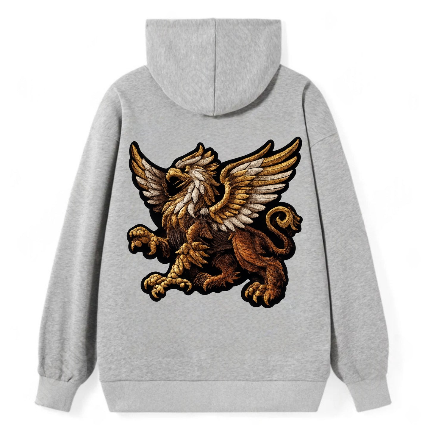 GRIFFIN BEAST - lion eagle hybrid in gold and brown , heraldic - Classic Pullover Hoodie - Grey