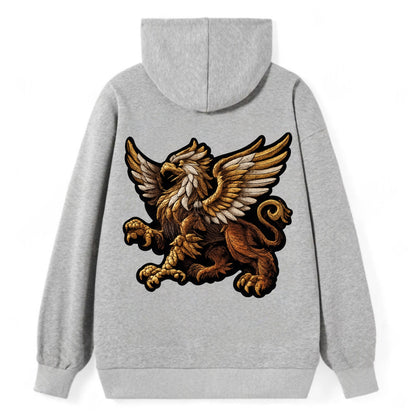 GRIFFIN BEAST - lion eagle hybrid in gold and brown , heraldic - Classic Pullover Hoodie - Grey
