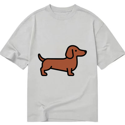 Dachshund - Red/brown smooth flat side profile - Classic T-shirt - Grey