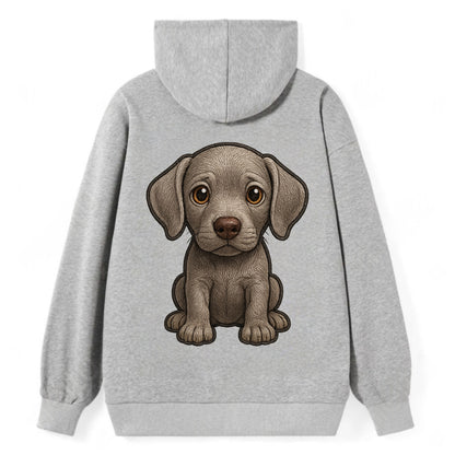 Baby Weimaraner Puppy - silver-gray coat, amber eyes, sleek body, - Classic Pullover Hoodie - Grey