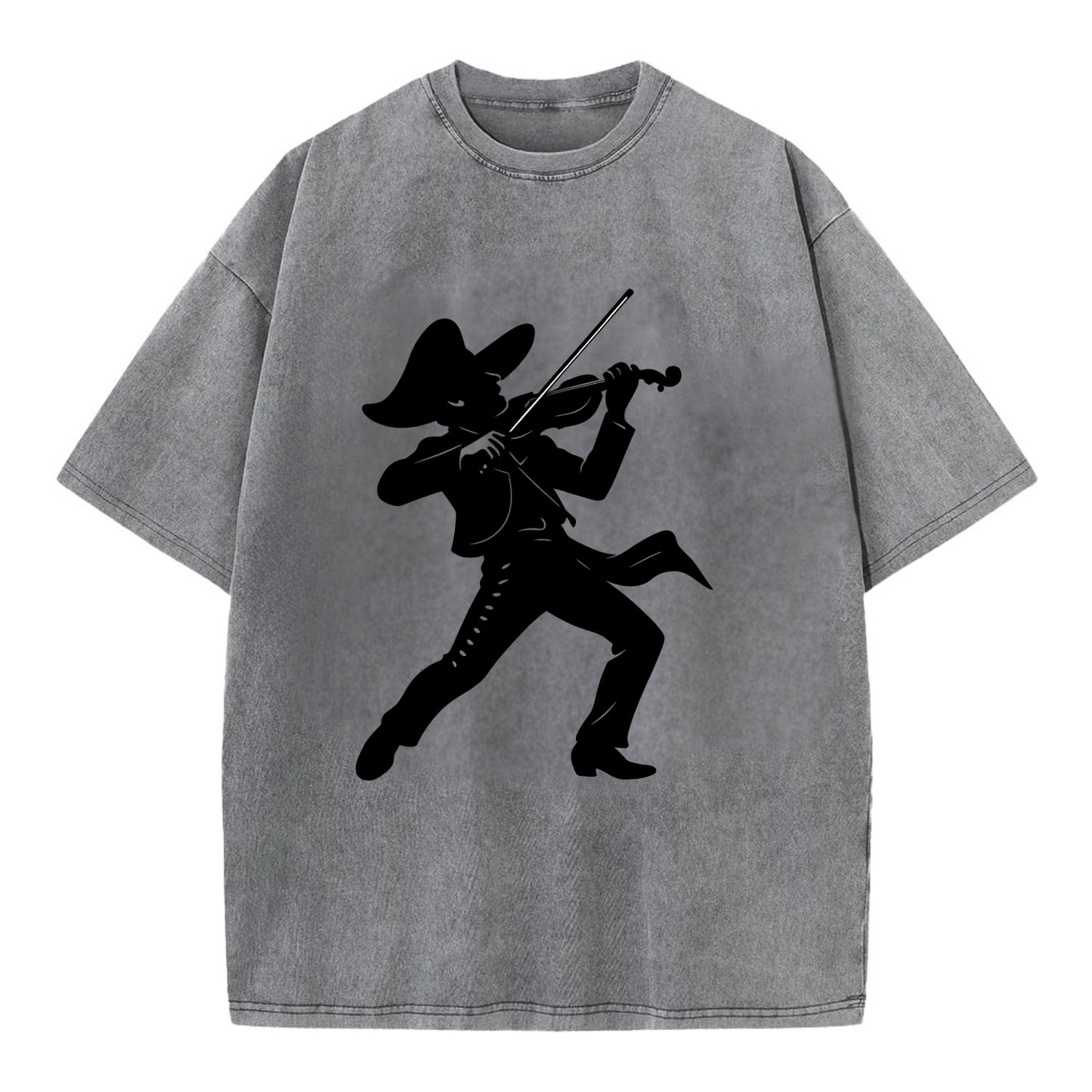 Mariachi violinist passionate performance - Vintage T-shirt - Grey