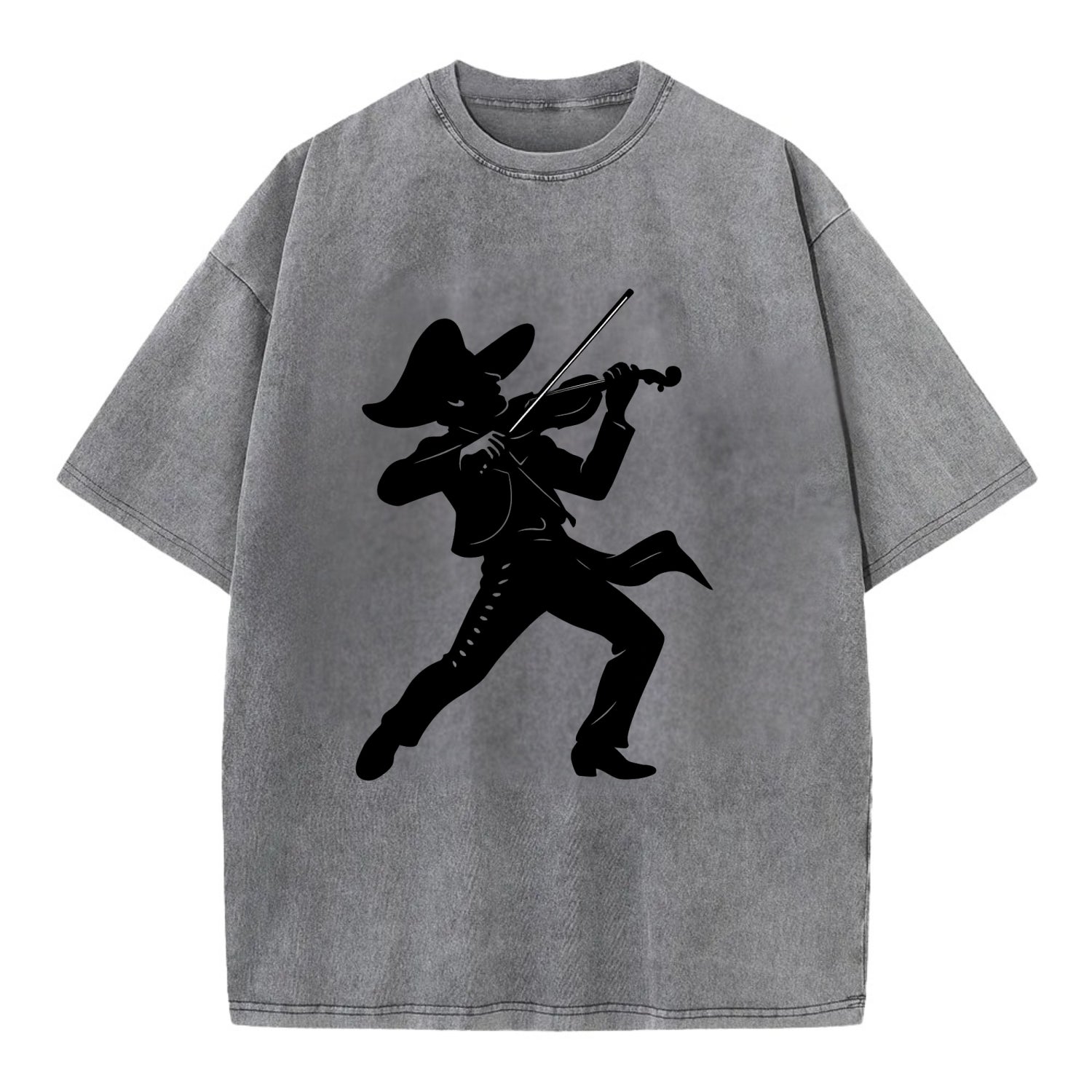 Mariachi violinist passionate performance - Vintage T-shirt - Grey
