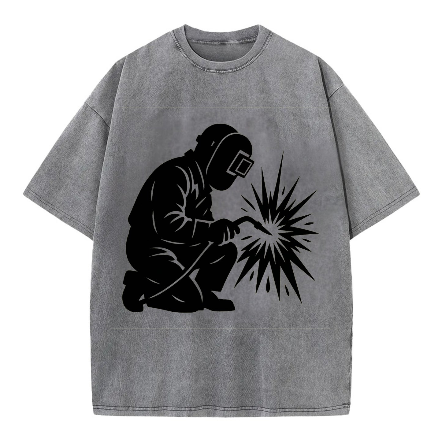 Welder sparks flying dramatically - Vintage T-shirt - Grey