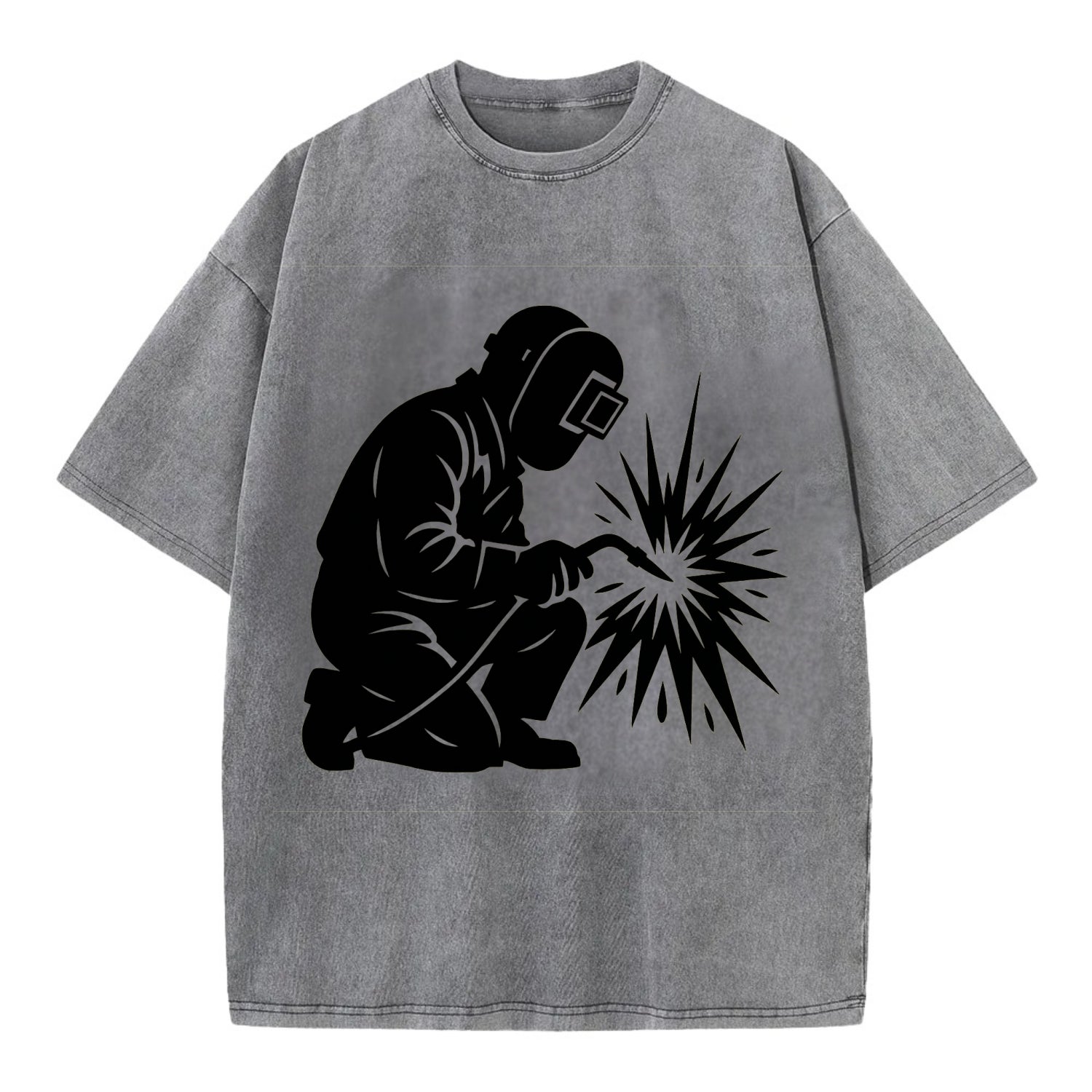 Welder sparks flying dramatically - Vintage T-shirt - Grey