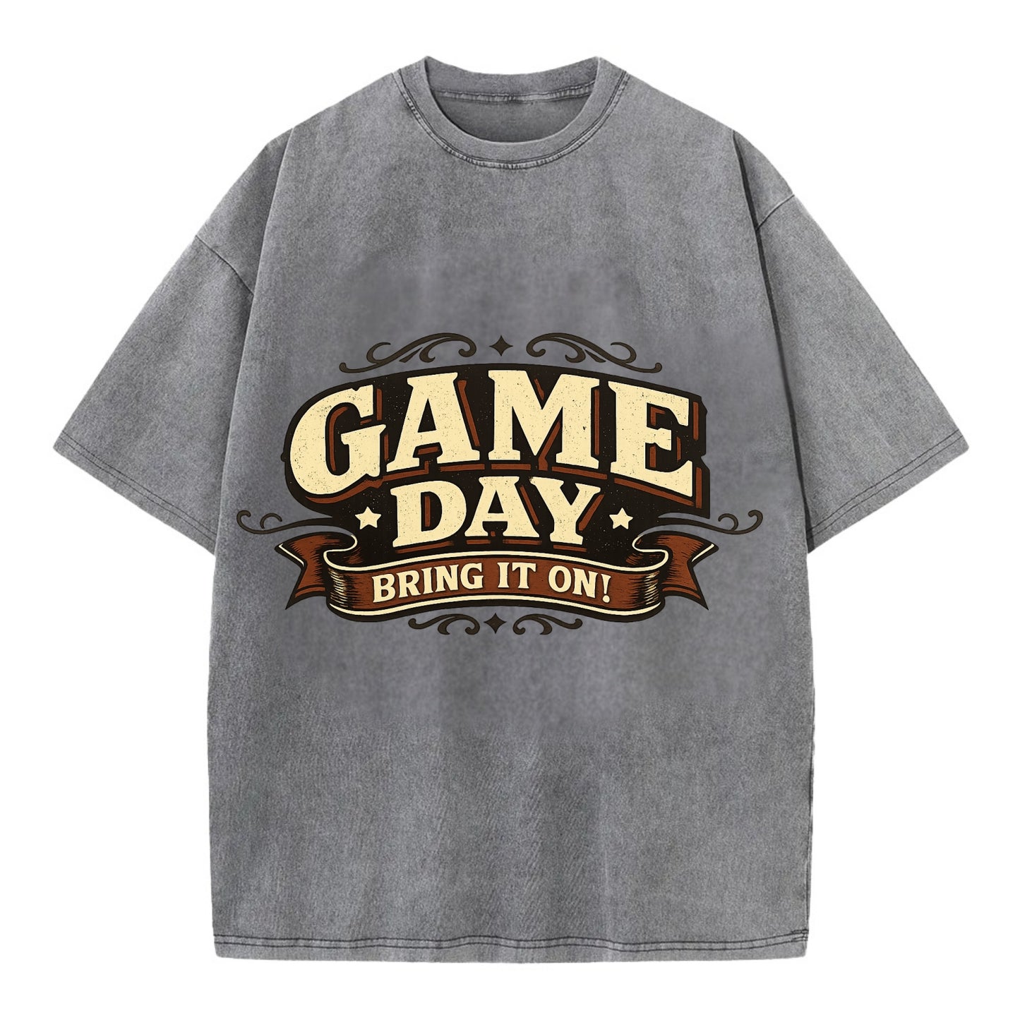 Bold typography design - "GAME DAY" - competition ready, bring it on - Vintage T-shirt - Grey